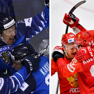 Finländska och ryska spelare i ishockey-VM 2019.