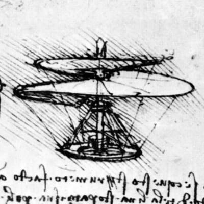 Leonardo da Vincin piirroskuva helikopterista.
