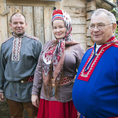 Kolttien luottamusmiesehdokkaat 2014: Veikko Feodoroff (vas.), Tanja Sanila ja Sergei KP Fofonoff.