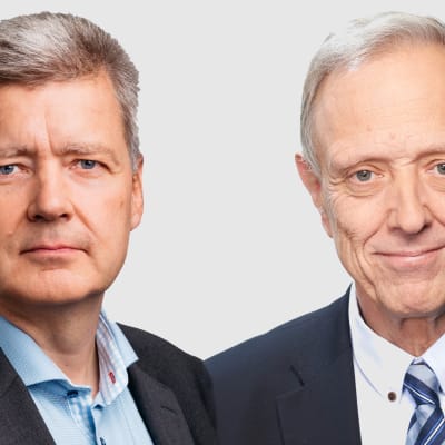 Yles vd Lauri Kivinen och Yles styrelseordförande Thomas Wilhelmsson.