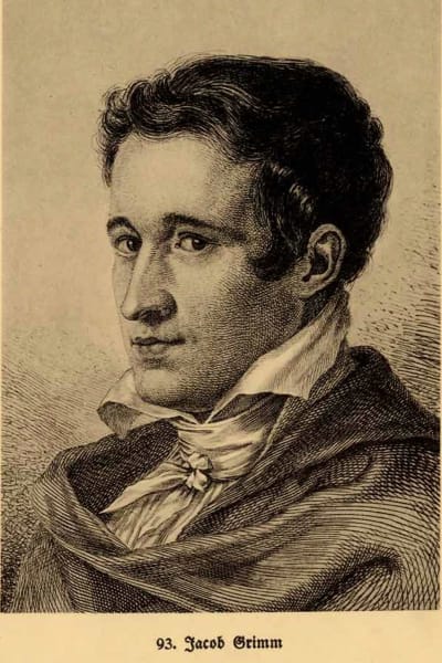 Jacob Grimm som kurhessisk legationssekreterare 1815. Grafiskt blad av Ludwig Emil Grimm.