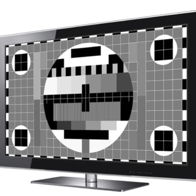 en svartvit platt-tv