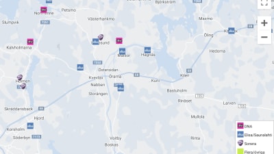 Kartan visar flera flera problem i området kring Kvevlax i Korsholm.