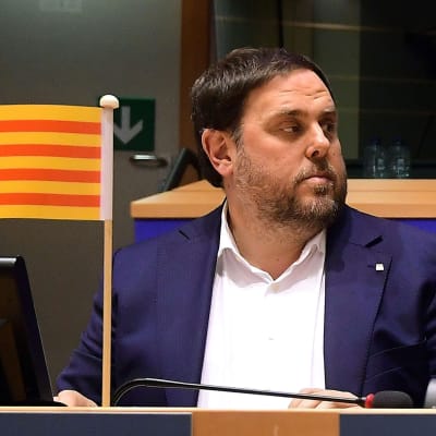 Oriol Junqueras på en arkivbild från januari 2017 när han var katalansk vice president och deltog i ett EU-möte i Bryssel. 
