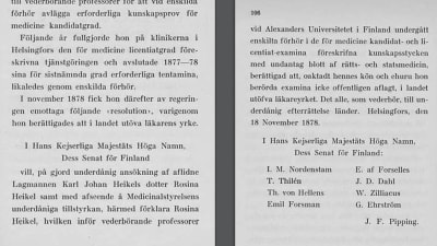Helena Westermarcks bok Finlands första kvinnliga läkare Rosina Heikel - kvinnospår i finländskt kulturliv (1930).