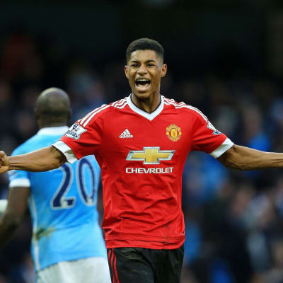 Marcus Rashford blev historisk målskytt mot City.