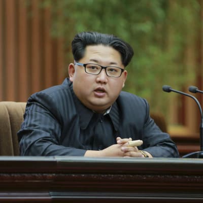 Nordkoreas ledare Kim Jong-un i Pyongyang den 19 februari.