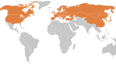 Karta över länder med verfierad borreliainfektioner.