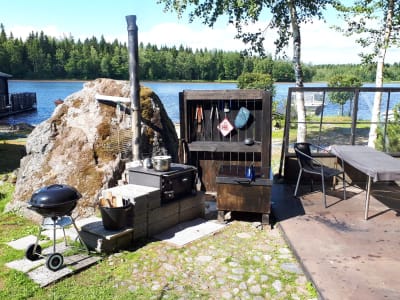 Vindskydd till utekök. Carita Södö, Pedersöre.