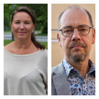 Fotokollage av en medelålders kvinna och man.