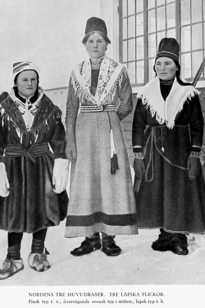 Tre samiska flickor i rasbiologisk bok The Racial Characters of the Swedish Nation.