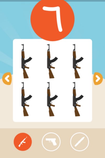 IS-relaterad app där man bland annat ska räkna stormgevär.