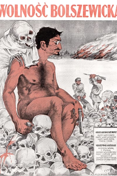 Polsk poster från 1920 som kritiserar de blodiga boljevikerna ur E Fuchs: Die Juden in der Karikatur, Albert Langen Verlag1921 