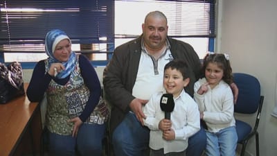 En flyktingfamilj från Syrien.
