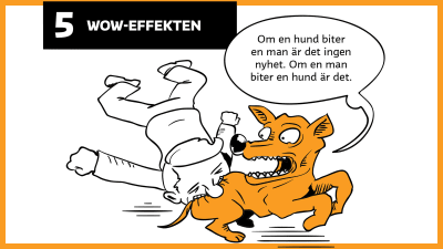 En teckning av en man som biter en hund.