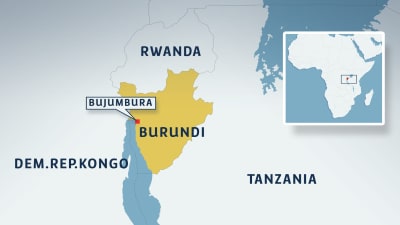 Karta över Burundi med grannländer