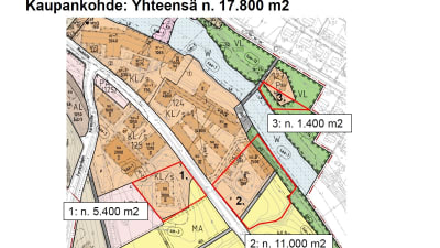 En karta över markområden i Billnäs bruk Olli Muurainen köpte av Fiskars för att planerna i bruket ska kunna bli verklighet.
