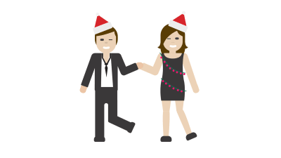man och kvinna dansar i tomteluvor. Emoji.