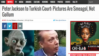 Nyhet med rubriken: Peter Jackson tp Turkish court: pictures are smeagol, not gollum.