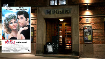 Före detta biograf Gloria vid Lilla Robertsgatan i Helsingfors visade filmen Grease.