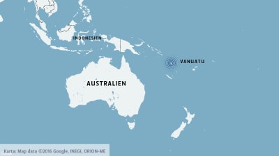 Jordbävning på Vanuatu i Stilla Havet.