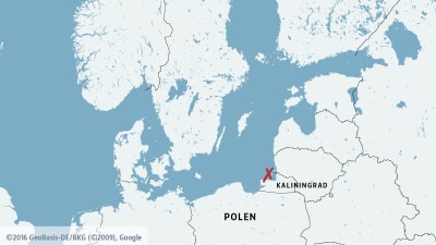 Karta över Östersjön med Kalinigrad och Baltijsksundet.