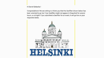 Brevet Daniel Enbacka fick från Snapchat.