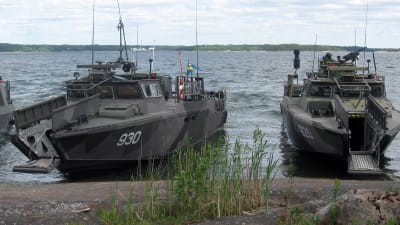 Svenska stridsbåtar (CB90) i Syndalen, Hangö udd, under BALTOPS-manövern juni 2016.