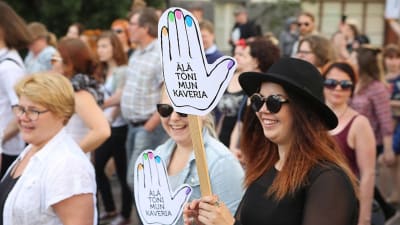Prostest mot invandrarpolitiken i Kuopio sommaren 2016