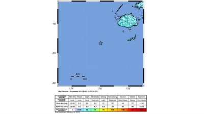 Karta över jordskalv i Fidji.