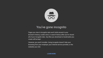 Skärmdump från en incognito-flik i Google Chrome.
