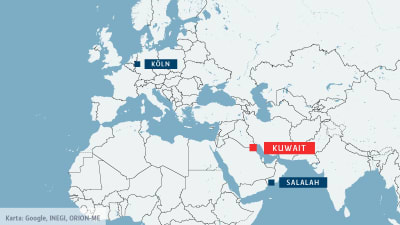 Tyskt passagerarplan nödlandade i Kuwait.