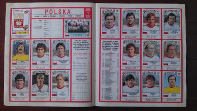 Det polska laget i vm i fotboll 1982 i Spanien som Panini fotbollskort
