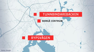 Karta över centrala Borgå