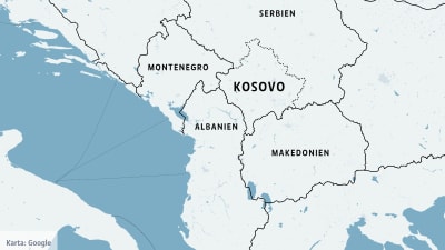 Karta över Balkan med Kosovo.