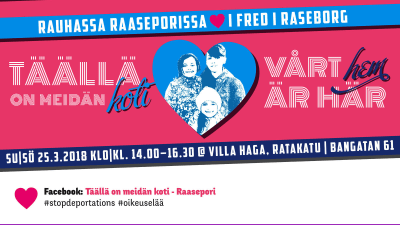 En affisch för en en kampanj för en flyktingfamilj.