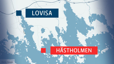 Karta över Lovisa och Hästholmens kärnkraftverk