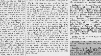 En gammal tidningsartikel från år 1859. Skriven med gammal svenska och gamla bokstäver.