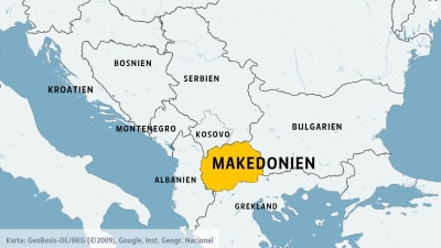 Karta över Balkan med Makedonien.