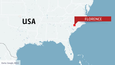 Karta där Florence, South Carolina, är utmärkt.