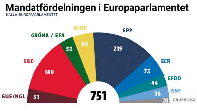 mandatfördelningen i Europaparlamentet, grafik.