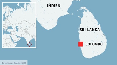 Sri Lankas huvudstad Colombo på en karta.