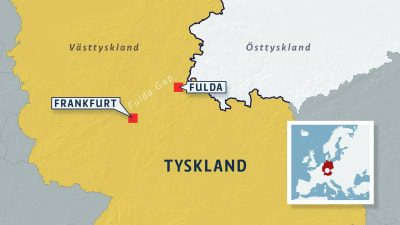 Karta med området Fulda Gap. 