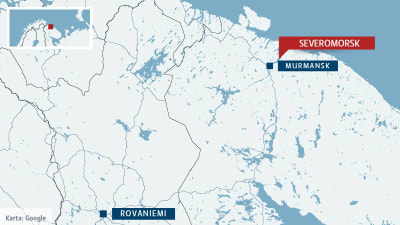 Karta över norra Ryssland och Finland. 