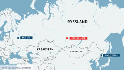 Karta över Ryssland. 