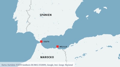De spanska enklaverna Ceuta och Melilla i Nordafrika