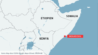 Karta visar Mogadishu i Somalia.
