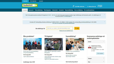 Webbsidan Studieinfo.fi 