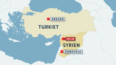 Karta över Idlib vid den syrisk-turkiska gränsen