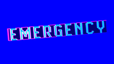 Neontext med ordet Emergency